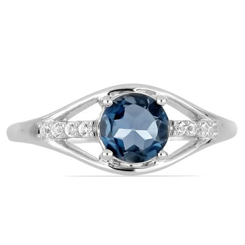 BUY STERLING SILVER NATURAL LONDON TOPAZ GEMSTONE CLASSIC RING